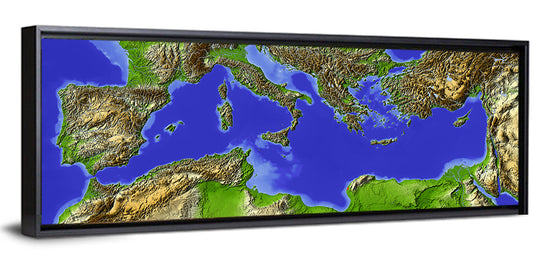 Mediterranean Shaded Relief Map Wall Art