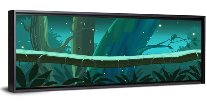 Digital Jungle Night Wall Art as a framed canvas