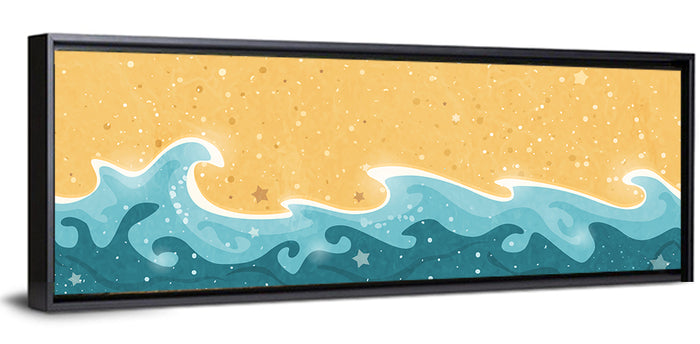 Whimsical Starry Waves Abstract Wall Art as a framed canvas