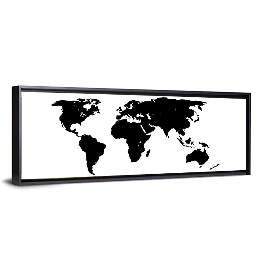 Black World Map Wall Art