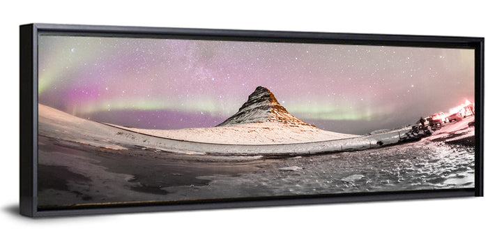 Aurora Over Kirkjufell Wall Art as a framed canvas