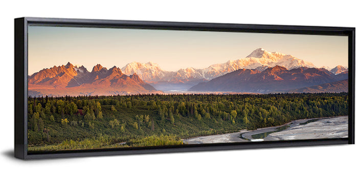 Denali Sunrise Over Boreal Forest Wall Art as a framed canvas