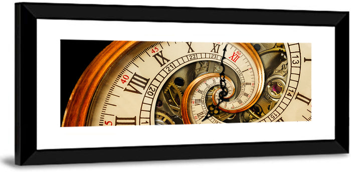 Antique Spiral Clock Face Wall Art as a framed print