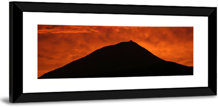 Pico Island Volcano Silhouette at Sunset Wall Art as a framed print