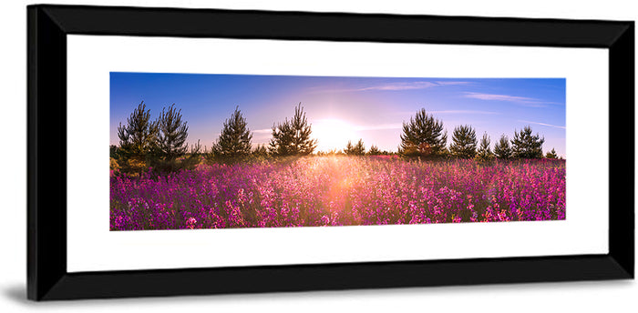 Sunrise Wildflower Meadow Wall Art as a framed print