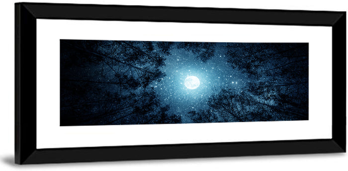 Full Moon Over Forest Wall Art as a framed print