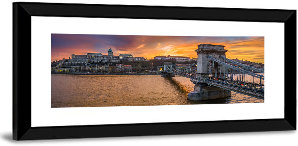 Budapest Chain Bridge at Golden Dusk Wall Art