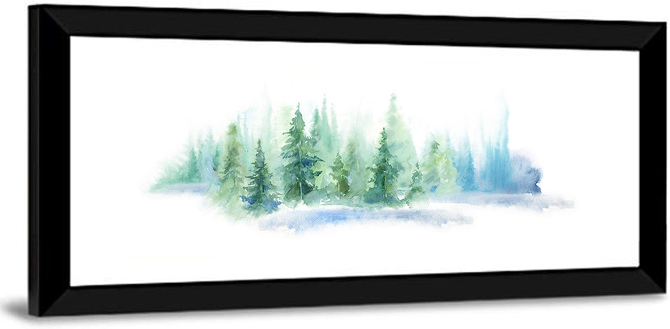 Misty Pine Forest Watercolor Wall Art