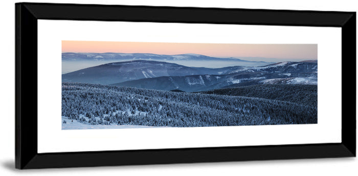 Jeseníky Winter Mist Wall Art as a framed print
