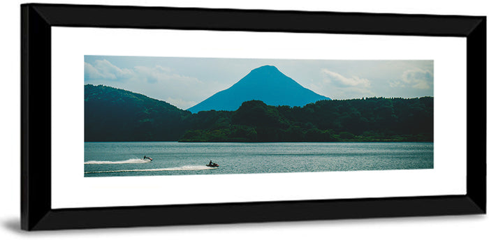 Kaimon Dake Over Lake Ikeda Wall Art as a framed print