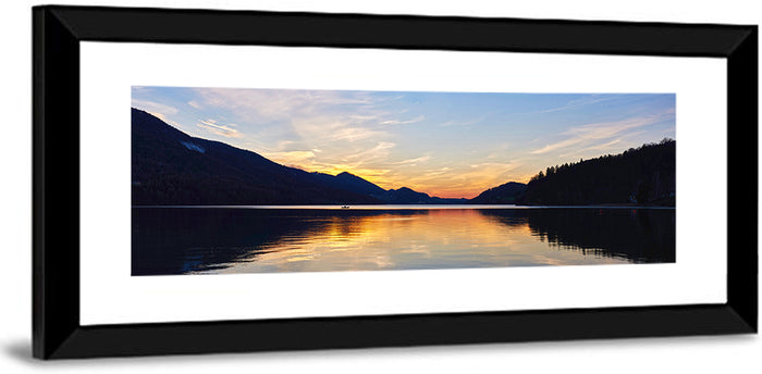 Fuschl Lake Sunset Reflections Wall Art as a framed print