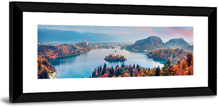 Sunset Over Lake Bled Wall Art as a framed print