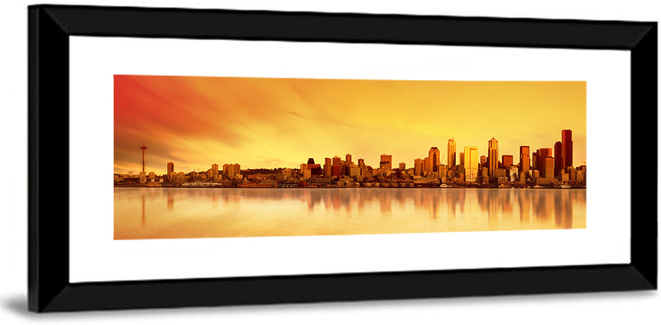 Seattle Skyline in Golden Hour Wall Art