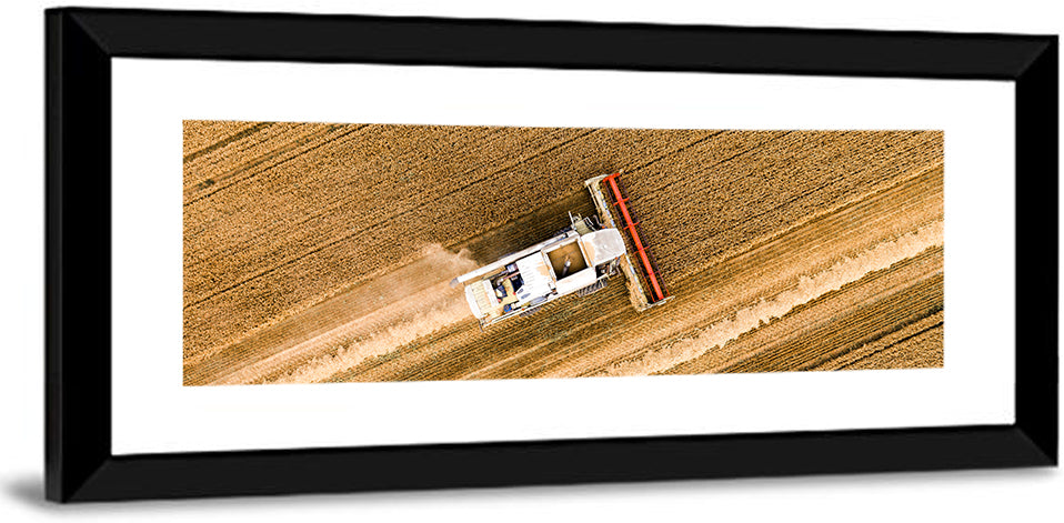 Aerial Combine Over Wheat Field Wall Art