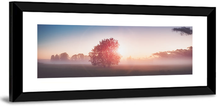 Morning Tree Silhouette Wall Art as a framed print