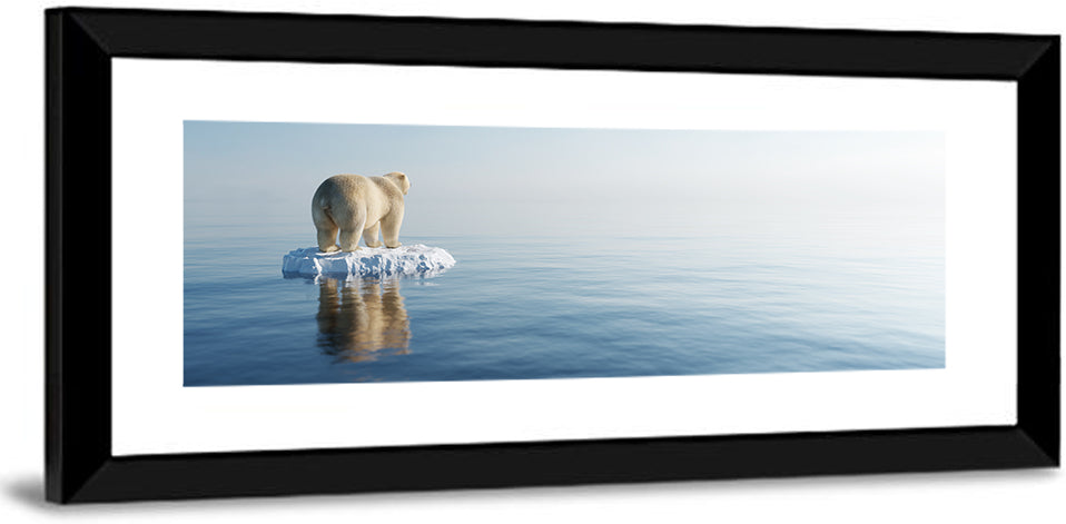 Lone Polar Bear on Ice Floe Wall Art