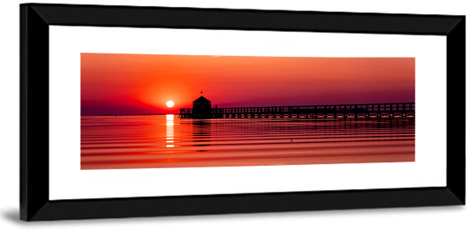 Pier On A Beach Sunset Wall Art