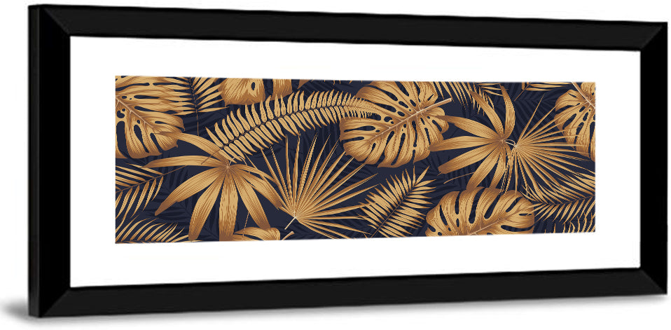 Golden Tropical Leaves Wall Art