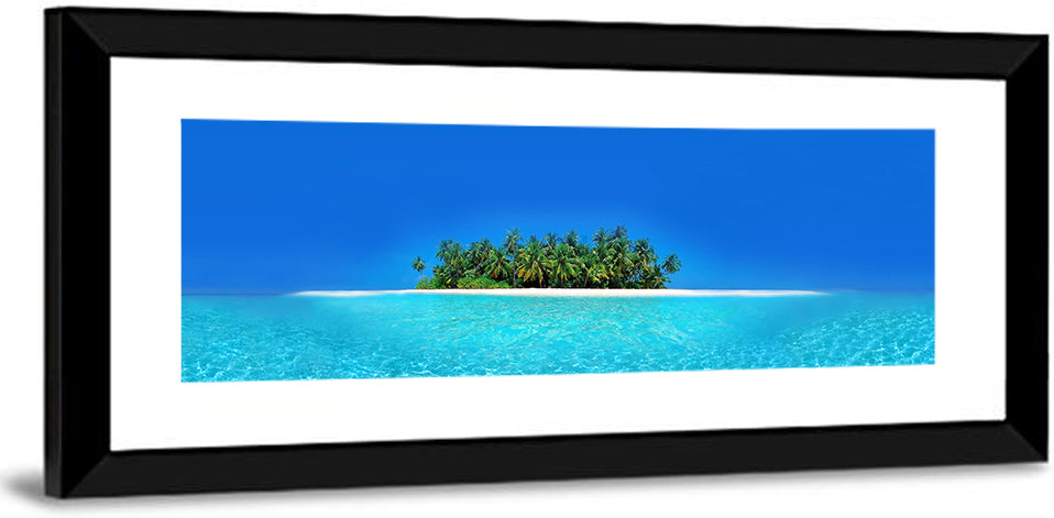 Turquoise Atoll Sandbar with Palm Trees Wall Art