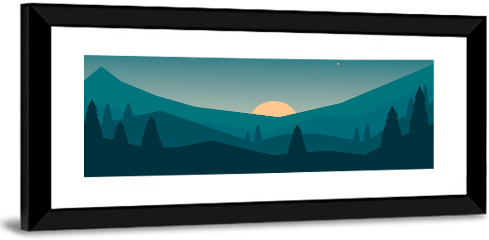 Black Forest Sunset Illustration Wall Art