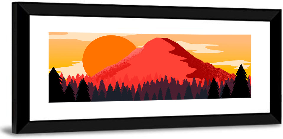 Stippled Red Mountain Sunset Wall Art