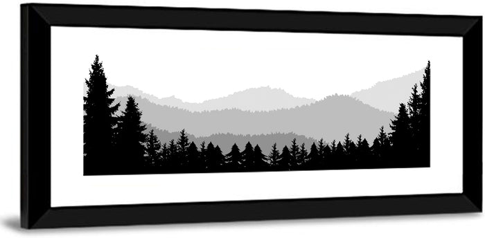 Foggy Mountain Silhouettes Wall Art as a framed print