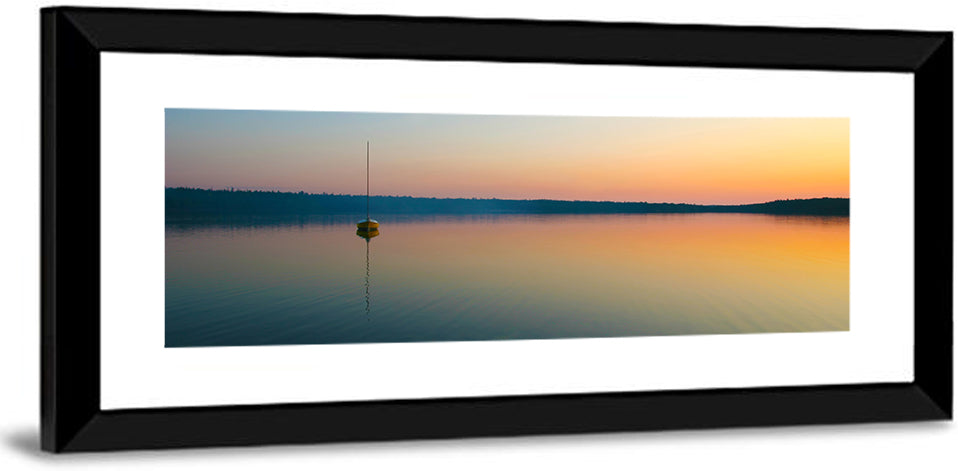 Cyprus Lake Sunset Boat Wall Art