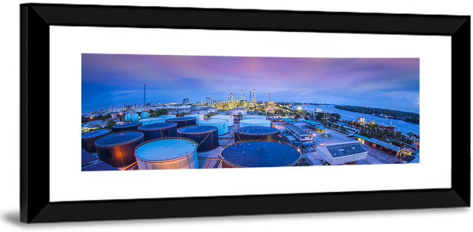 Twilight Oil Refinery River View Wall Art