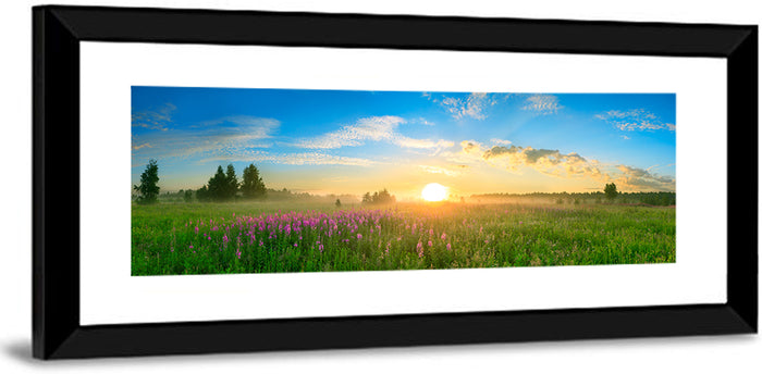 Fireweed Meadow Sunrise Wall Art as a framed print