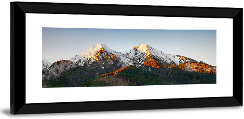 Sunlit Snow Capped Peaks Wall Art