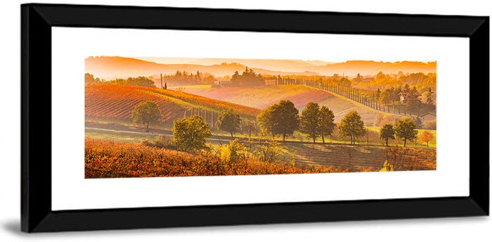 Golden Hour Vineyard Hills Wall Art as a framed print