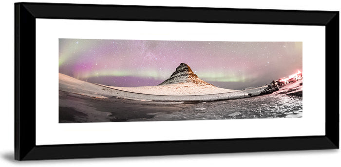 Aurora Over Kirkjufell Wall Art as a framed print
