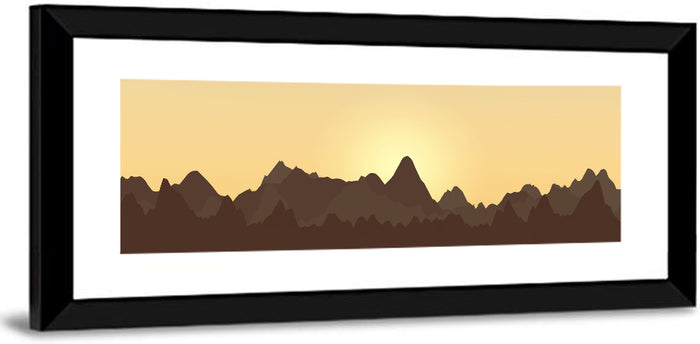 Sunset Mountain Silhouettes Wall Art as a framed print