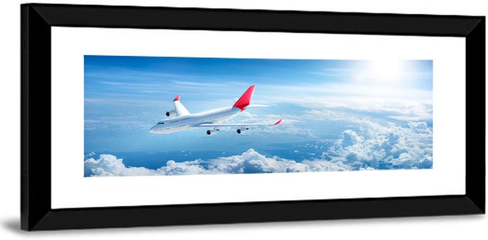 Airplane Over Blue Cloudscape Wall Art