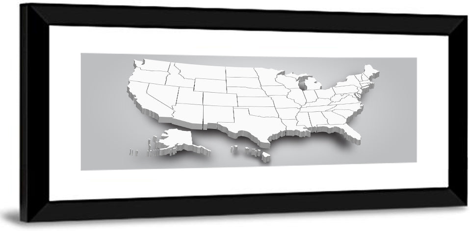 3d USA Map with Alaska and Hawaii Wall Art