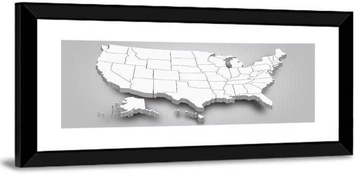 3d USA Map with Alaska and Hawaii Wall Art as a framed print