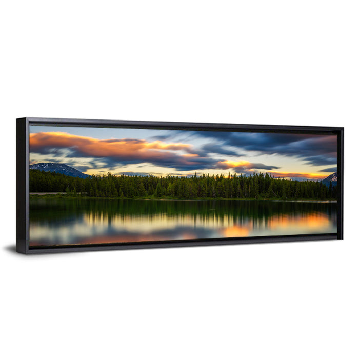 Herbert Lake Sunset Reflection Wall Art as a framed canvas