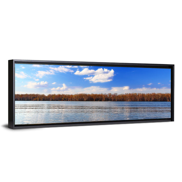 Andalusia Slough Autumn River Wall Art as a framed canvas