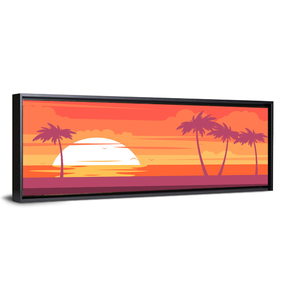 Tropical Sunset with Palm Silhouettes Wall Art