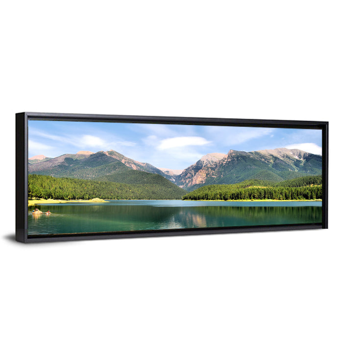 Mission Mountain Lake Reflection Wall Art as a framed canvas