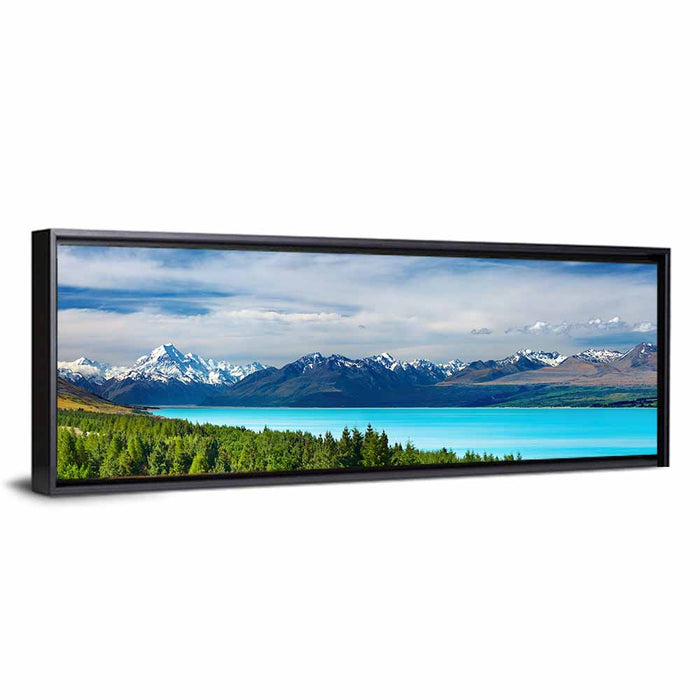 Mount Cook Over Lake Pukaki Wall Art as a framed canvas