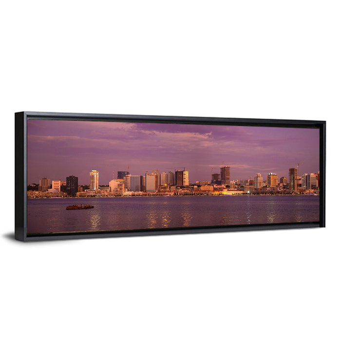 Luanda Skyline at Dusk Wall Art as a framed canvas