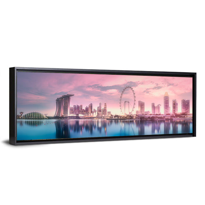 Marina Bay Skyline Wall Art as a framed canvas