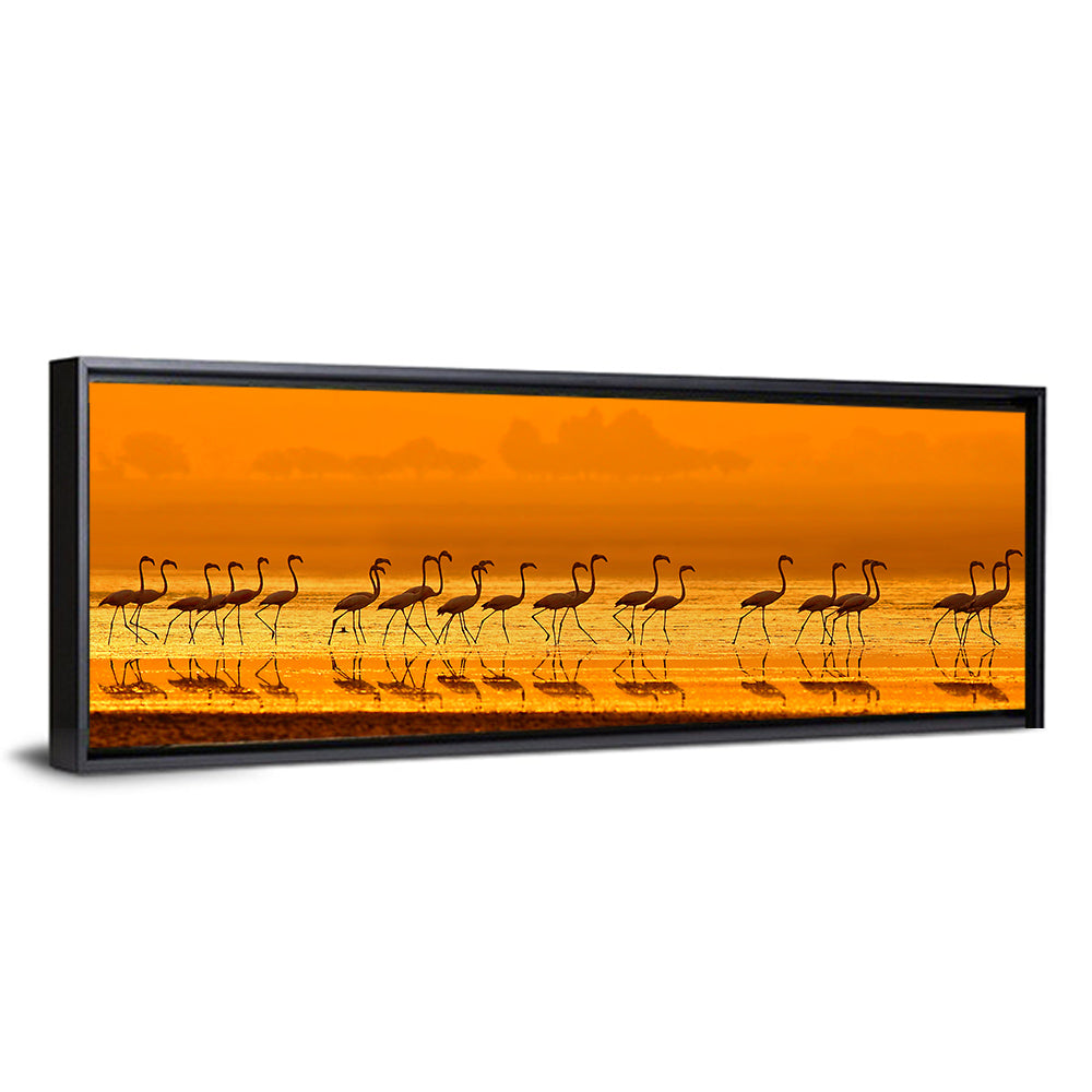 Flamingo Line at Golden Hour Wall Art