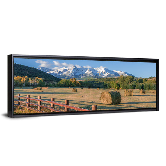 Colorado Hay Bales Wall Art as a framed canvas