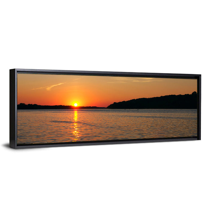 Mississippi River Sunset Wall Art as a framed canvas