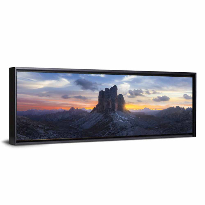 Tre Cime Di Lavaredo at Sunset Wall Art as a framed canvas