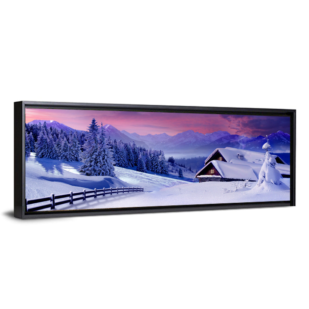 Snowy Mountain Cabin Wall Art