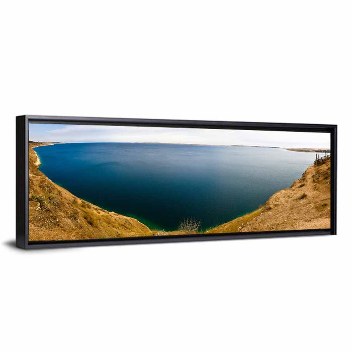 Lake Assad Cliffs, Syria Wall Art as a framed canvas