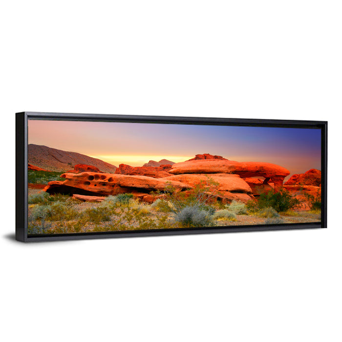Red Rock Canyon Sunset Wall Art as a framed canvas